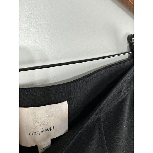 Cinq A Sept Billie Flare Split-Cuff Pants Hook Closure Sz 4 Black Slits - Picture 6 of 8